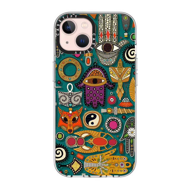 Sharon Turner x CASETiFY iPhone 13 ケース クリア クリア ケース MagSafe対応 TALISMANS viridian green