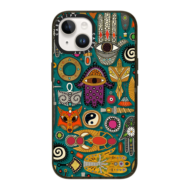 Sharon Turner x CASETiFY iPhone 14 ケース ブラック インパクトケース TALISMANS viridian green