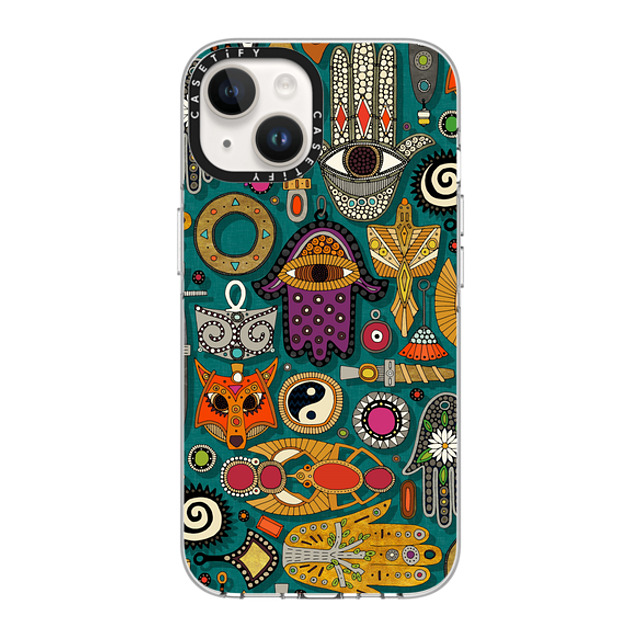 Sharon Turner x CASETiFY iPhone 14 ケース クリア クリア ケース MagSafe対応 TALISMANS viridian green