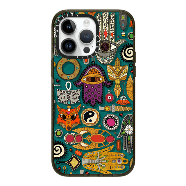 Sharon Turner x CASETiFY iPhone 14 Pro Max ケース ブラック インパクトケース MagSafe対応 TALISMANS viridian green