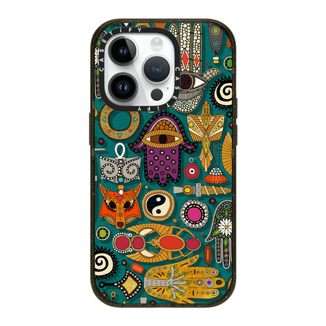 Sharon Turner x CASETiFY iPhone 14 Pro ケース ブラック インパクトケース MagSafe対応 TALISMANS viridian green