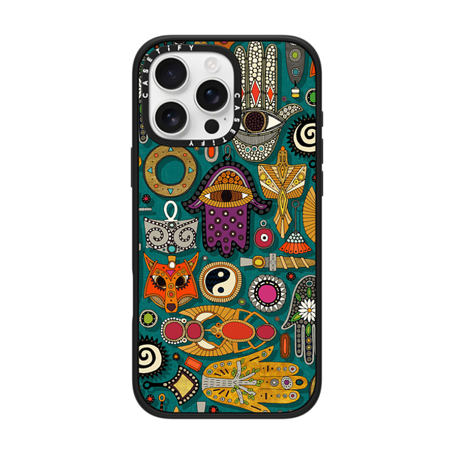 Sharon Turner x CASETiFY iPhone 16 Pro Max ケース マットブラック インパクトケース TALISMANS viridian green