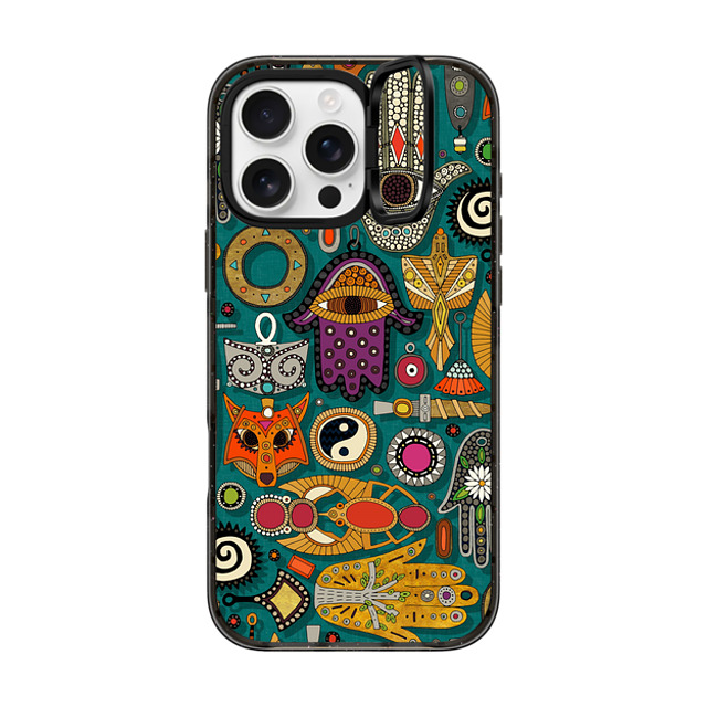 Sharon Turner x CASETiFY iPhone 16 Pro Max ケース ブラック インパクトリングスタンドケース MagSafe対応 TALISMANS viridian green