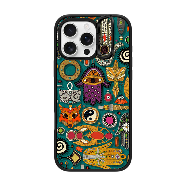 Sharon Turner x CASETiFY iPhone 16 Pro Max ケース マットブラック インパクトリングスタンドケース MagSafe対応 TALISMANS viridian green