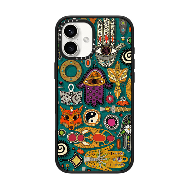 Sharon Turner x CASETiFY iPhone 16 Plus ケース マットブラック インパクトケース TALISMANS viridian green