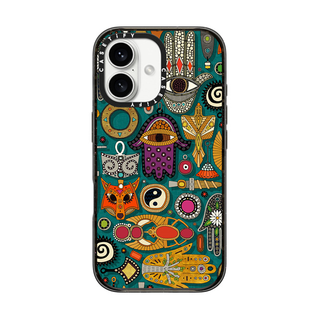 Sharon Turner x CASETiFY iPhone 16 ケース ブラック インパクトケース TALISMANS viridian green