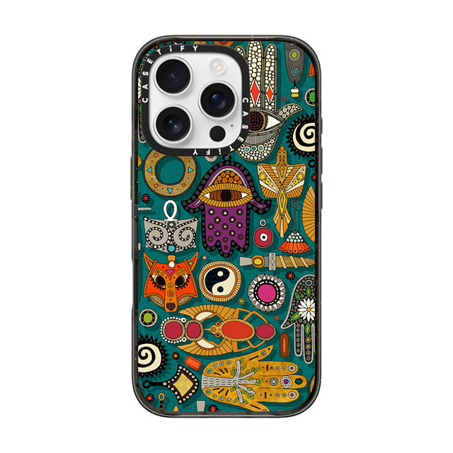 Sharon Turner x CASETiFY iPhone 16 Pro ケース ブラック インパクトケース MagSafe対応 TALISMANS viridian green