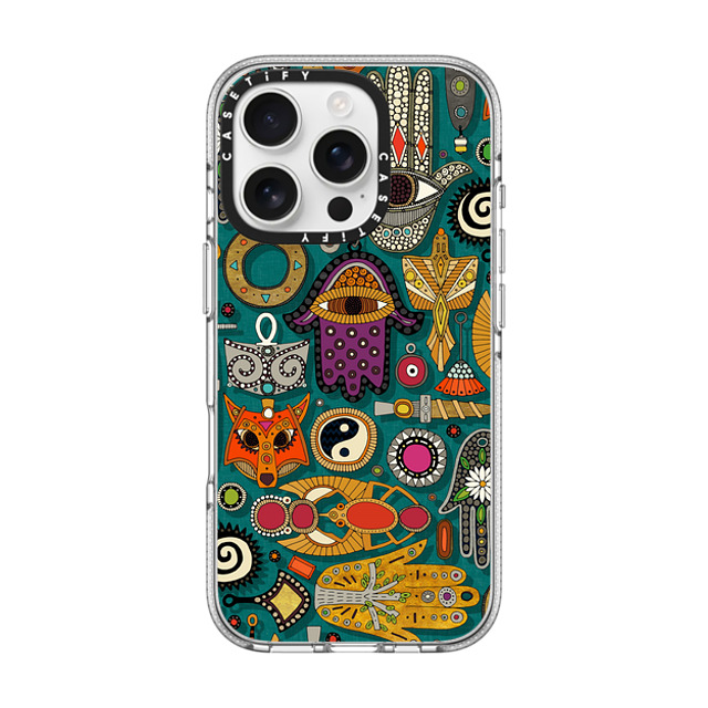 Sharon Turner x CASETiFY iPhone 16 Pro ケース クリア クリア ケース MagSafe対応 TALISMANS viridian green