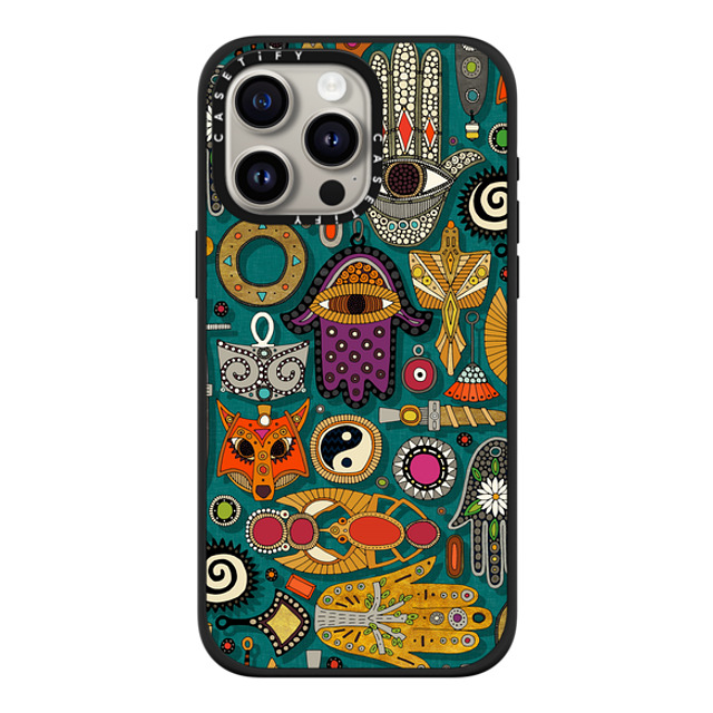 Sharon Turner x CASETiFY iPhone 15 Pro Max ケース マットブラック インパクトケース MagSafe対応 TALISMANS viridian green