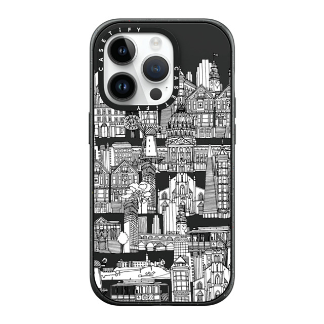 Sharon Turner x CASETiFY iPhone 14 Pro ケース マットブラック インパクトケース MagSafe対応 San Francisco toile de jouy transparent