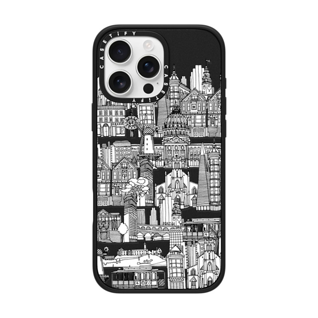 Sharon Turner x CASETiFY iPhone 16 Pro Max ケース マットブラック インパクトケース San Francisco toile de jouy transparent