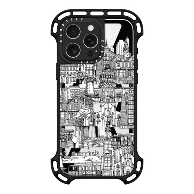 Sharon Turner x CASETiFY iPhone 16 Pro Max ケース ブラック ウルトラ バウンスケース MagSafe対応 San Francisco toile de jouy transparent