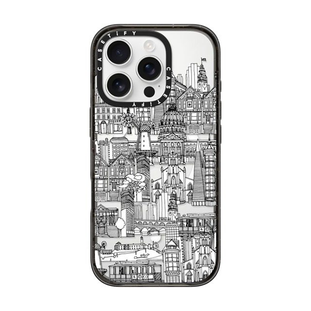 Sharon Turner x CASETiFY iPhone 16 Pro ケース ブラック インパクトケース MagSafe対応 San Francisco toile de jouy transparent