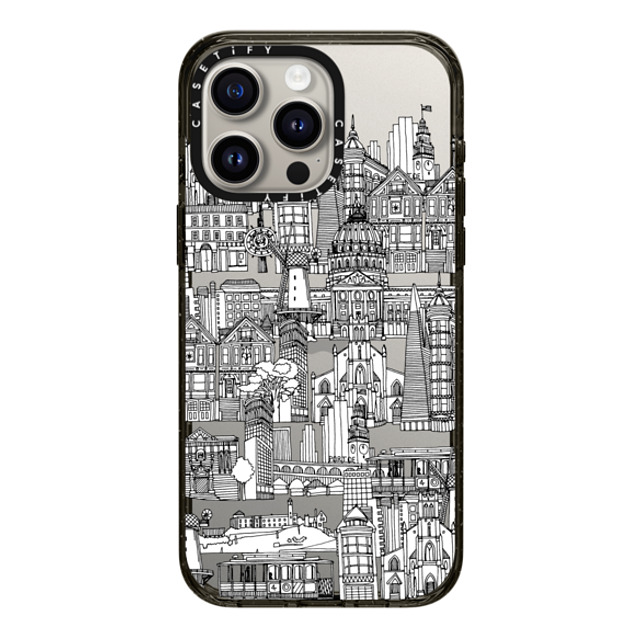 Sharon Turner x CASETiFY iPhone 15 Pro Max ケース ブラック インパクトケース San Francisco toile de jouy transparent