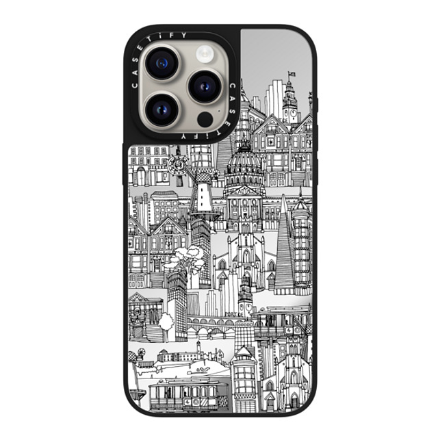 Sharon Turner x CASETiFY iPhone 15 Pro Max ケース Silver on Black ミラーケース MagSafe対応 San Francisco toile de jouy transparent