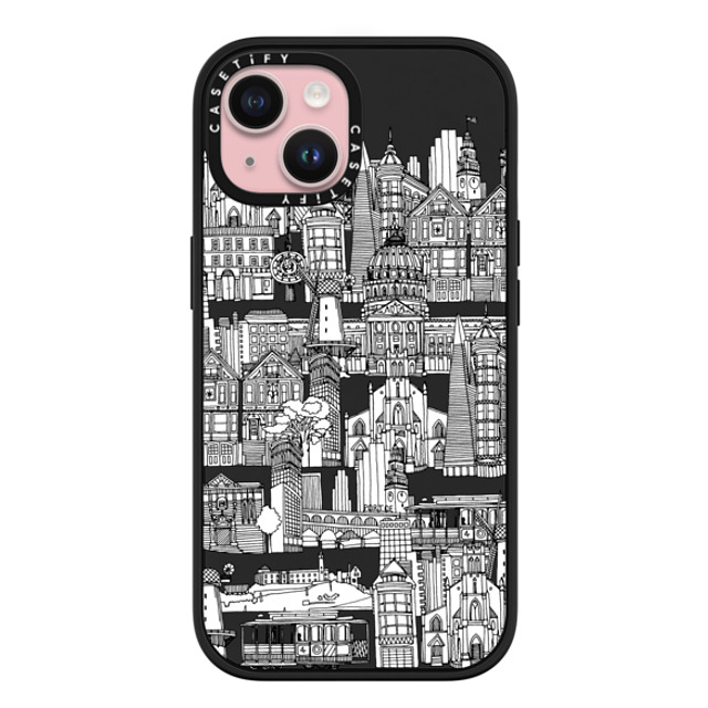 Sharon Turner x CASETiFY iPhone 15 ケース マットブラック インパクトケース MagSafe対応 San Francisco toile de jouy transparent