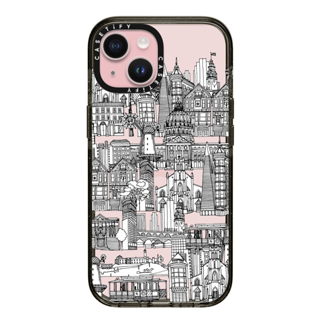 Sharon Turner x CASETiFY iPhone 15 ケース ブラック インパクトケース San Francisco toile de jouy transparent