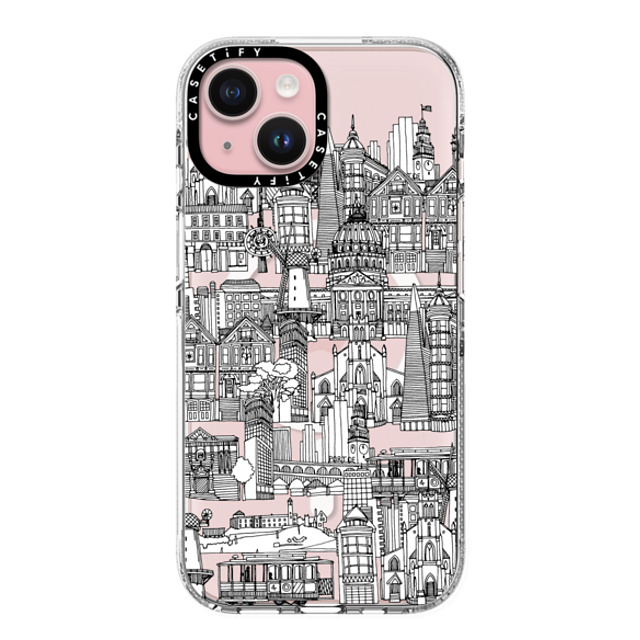 Sharon Turner x CASETiFY iPhone 15 ケース クリア クリア ケース MagSafe対応 San Francisco toile de jouy transparent