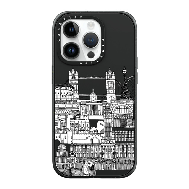 Sharon Turner x CASETiFY iPhone 14 Pro ケース マットブラック インパクトケース MagSafe対応 London toile transparent