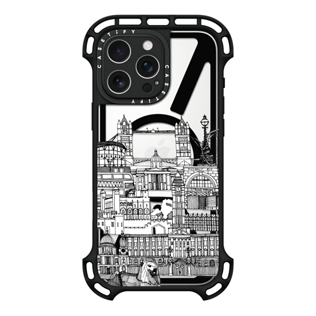 Sharon Turner x CASETiFY iPhone 16 Pro Max ケース ブラック ウルトラ バウンスケース MagSafe対応 London toile transparent