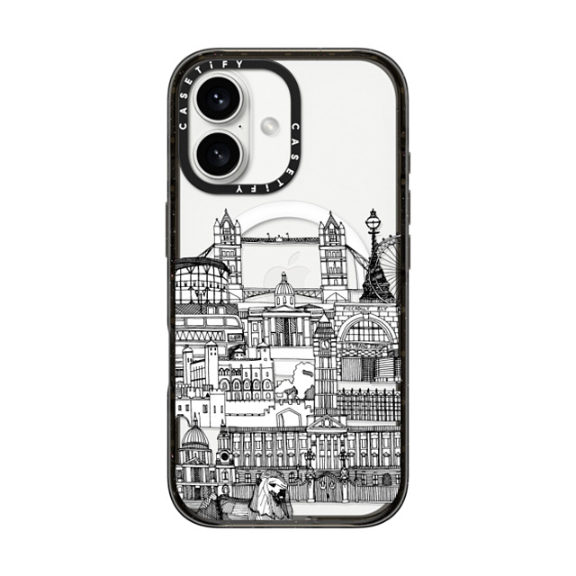 Sharon Turner x CASETiFY iPhone 16 ケース ブラック インパクトケース MagSafe対応 London toile transparent