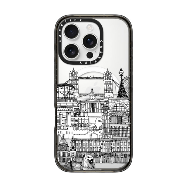 Sharon Turner x CASETiFY iPhone 16 Pro ケース ブラック インパクトケース MagSafe対応 London toile transparent