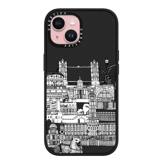 Sharon Turner x CASETiFY iPhone 15 ケース マットブラック インパクトケース MagSafe対応 London toile transparent