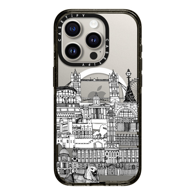 Sharon Turner x CASETiFY iPhone 15 Pro ケース ブラック インパクトケース MagSafe対応 London toile transparent