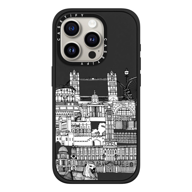 Sharon Turner x CASETiFY iPhone 15 Pro ケース マットブラック インパクトケース MagSafe対応 London toile transparent