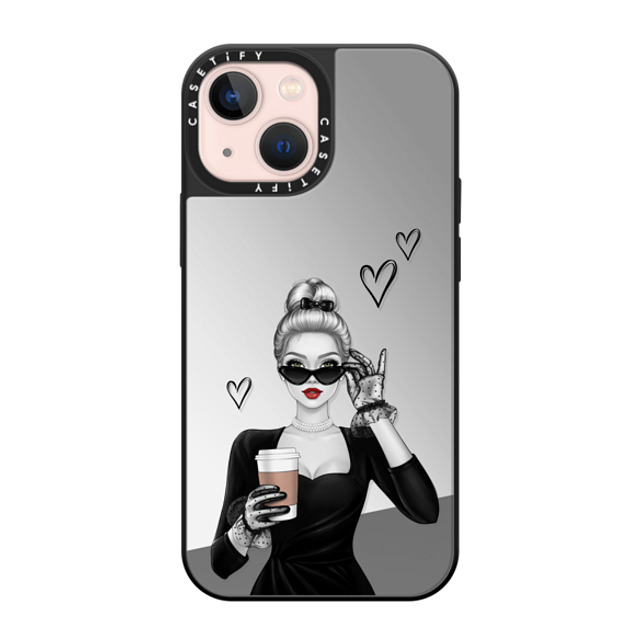 Victoria Ryabinina x CASETiFY iPhone 13 Mini ケース Silver on Black ミラーケース MagSafe対応 Elegant lady Father's Day Victoria Ryabinina x CASETiFY iPhone 13 Mini ケース Silver on Black ミラーケース MagSafe対応 Elegant lady Father's Day