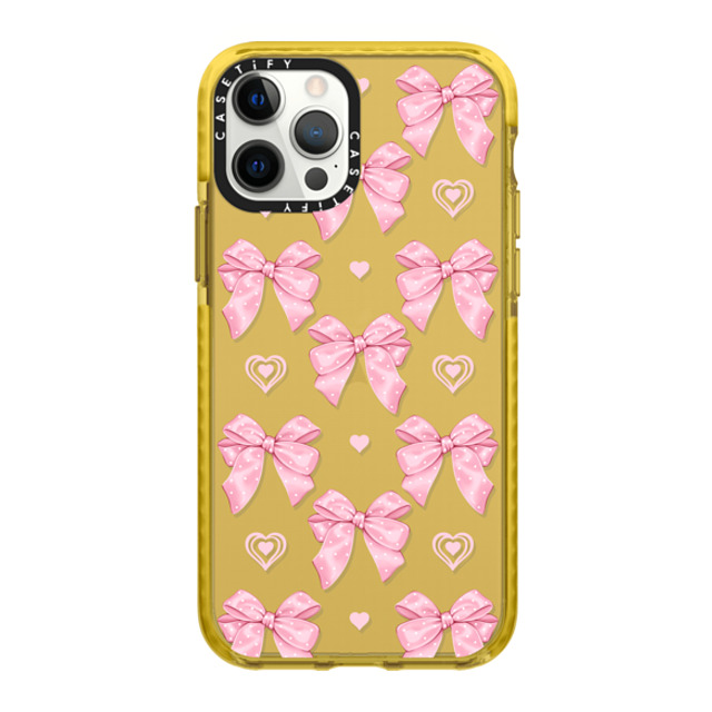 Victoria Ryabinina x CASETiFY iPhone 12 Pro Max ケース イエロー インパクトケース Pink bows