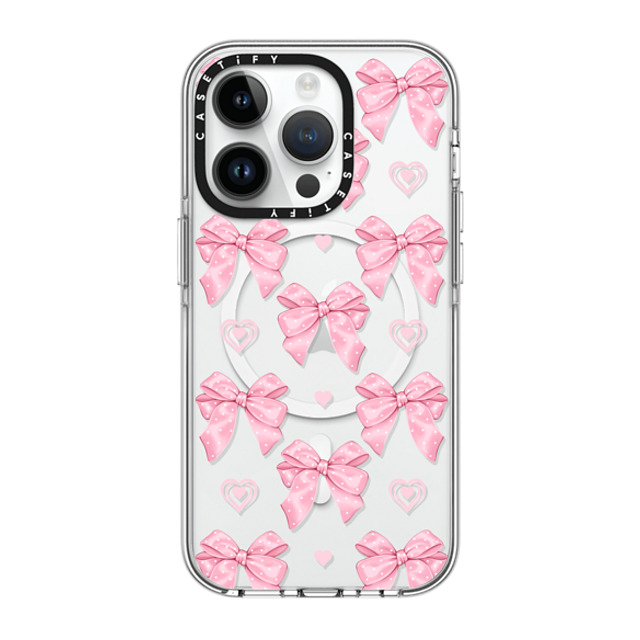 Victoria Ryabinina x CASETiFY iPhone 14 Pro ケース クリア クリア ケース MagSafe対応 Pink bows