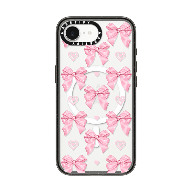 Victoria Ryabinina x CASETiFY iPhone 16e Case Ribbon,Pattern Black Impact Case MagSafe Compatible Pink bows Back to School Victoria Ryabinina x CASETiFY iPhone 16e Case Ribbon,Pattern Black Impact Case MagSafe Compatible Pink bows Back to School