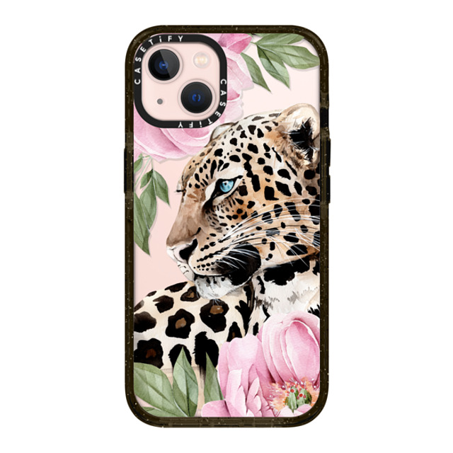 Victoria Ryabinina x CASETiFY iPhone 13 ケース ブラック インパクトケース Leopard with peonies