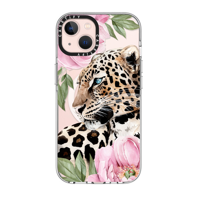 Victoria Ryabinina x CASETiFY iPhone 13 ケース クリア クリア ケース MagSafe対応 Leopard with peonies