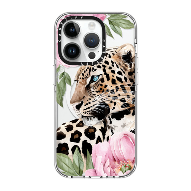 Victoria Ryabinina x CASETiFY iPhone 14 Pro ケース クリア クリア ケース MagSafe対応 Leopard with peonies