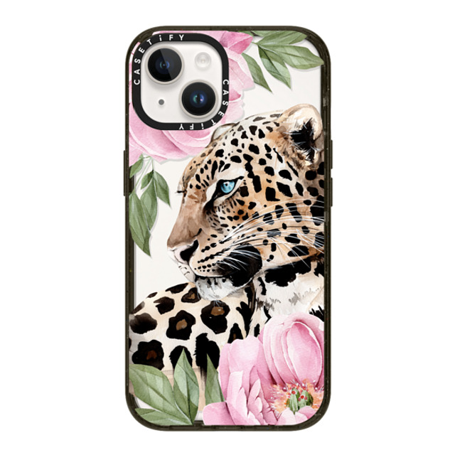 Victoria Ryabinina x CASETiFY iPhone 14 ケース ブラック インパクトケース Leopard with peonies