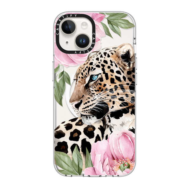 Victoria Ryabinina x CASETiFY iPhone 14 ケース クリア クリア ケース MagSafe対応 Leopard with peonies