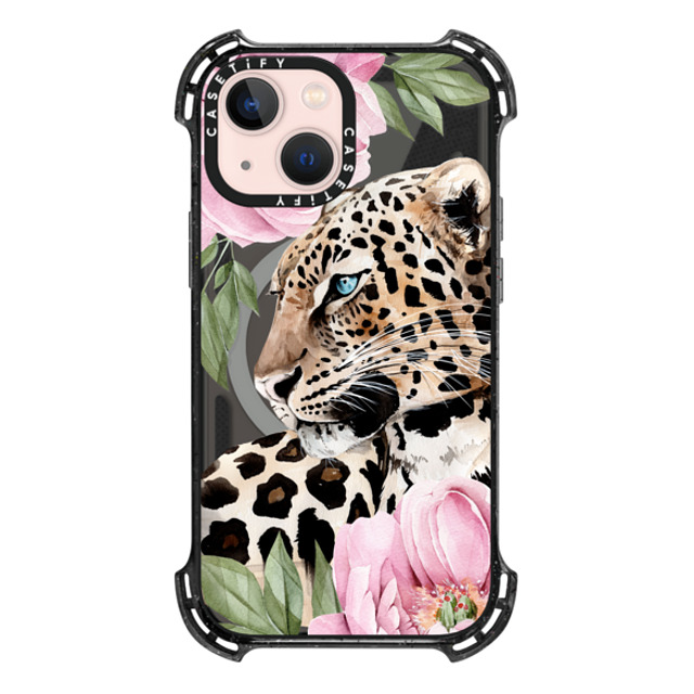 Victoria Ryabinina x CASETiFY iPhone 13 Mini ケース Floral,Leopard Triple Black バウンスケース Leopard with peonies Father's Day Victoria Ryabinina x CASETiFY iPhone 13 Mini ケース Floral,Leopard Triple Black バウンスケース Leopard with peonies Father's Day