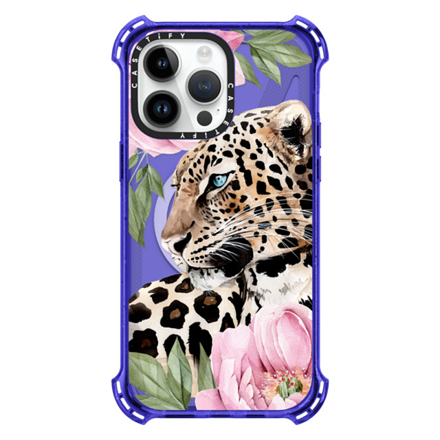 Victoria Ryabinina x CASETiFY iPhone 14 Pro Max Case Peri Purple バウンスケース Leopard with peonies Victoria Ryabinina x CASETiFY iPhone 14 Pro Max Case Peri Purple バウンスケース Leopard with peonies