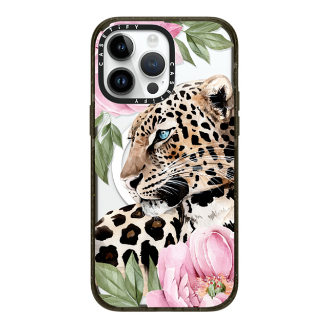 Victoria Ryabinina x CASETiFY iPhone 14 Pro Max ケース ブラック インパクトケース MagSafe対応 Leopard with peonies