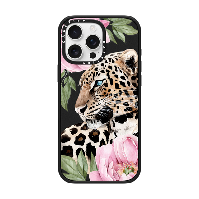 Victoria Ryabinina x CASETiFY iPhone 16 Pro Max ケース マットブラック インパクトケース MagSafe対応 Leopard with peonies