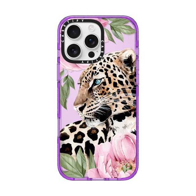 Victoria Ryabinina x CASETiFY iPhone 16 Pro Max Case パープル Impact Case Leopard with peonies Victoria Ryabinina x CASETiFY iPhone 16 Pro Max Case パープル Impact Case Leopard with peonies