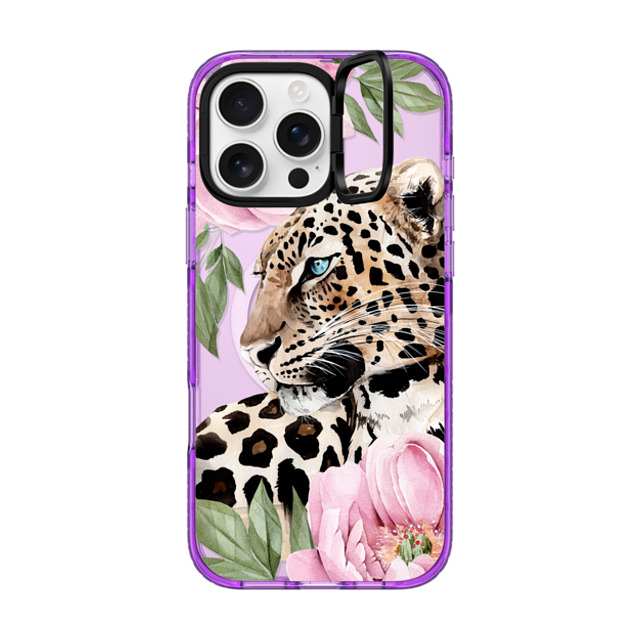 Victoria Ryabinina x CASETiFY iPhone 16 Pro Max Case パープル インパクトリングスタンドケース MagSafe対応 Leopard with peonies Victoria Ryabinina x CASETiFY iPhone 16 Pro Max Case パープル インパクトリングスタンドケース MagSafe対応 Leopard with peonies