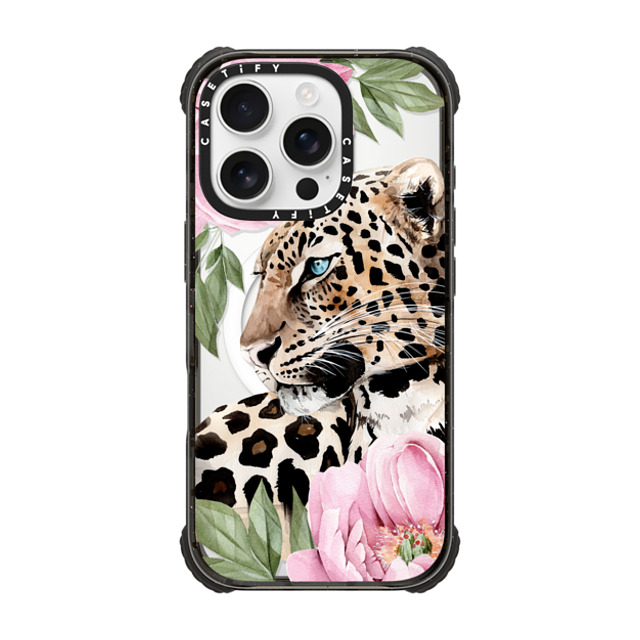 Victoria Ryabinina x CASETiFY iPhone 16 Pro Case Black ウルトラ インパクトケース MagSafe 対応 Leopard with peonies Victoria Ryabinina x CASETiFY iPhone 16 Pro Case Black ウルトラ インパクトケース MagSafe 対応 Leopard with peonies