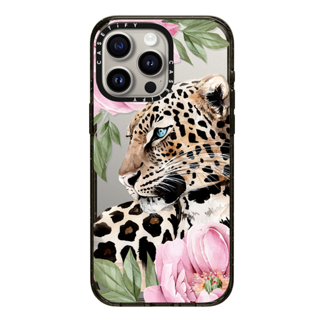 Victoria Ryabinina x CASETiFY iPhone 15 Pro Max ケース ブラック インパクトケース Leopard with peonies