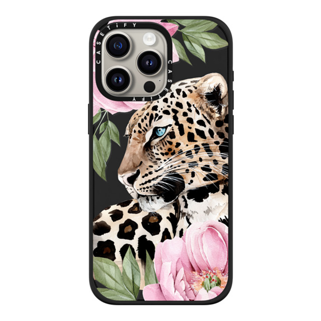 Victoria Ryabinina x CASETiFY iPhone 15 Pro Max ケース マットブラック インパクトケース MagSafe対応 Leopard with peonies