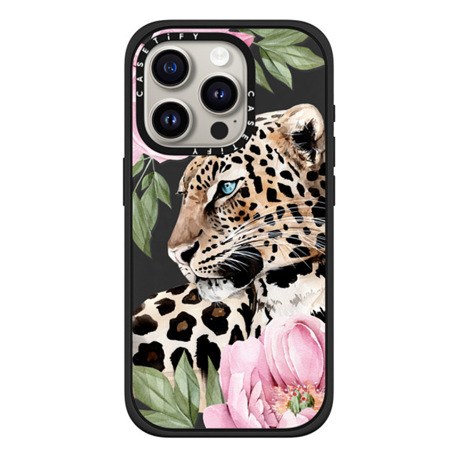 Victoria Ryabinina x CASETiFY iPhone 15 Pro ケース マットブラック インパクトケース MagSafe対応 Leopard with peonies