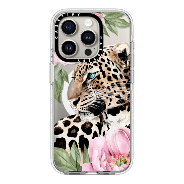 Victoria Ryabinina x CASETiFY iPhone 15 Pro ケース クリア クリア ケース MagSafe対応 Leopard with peonies