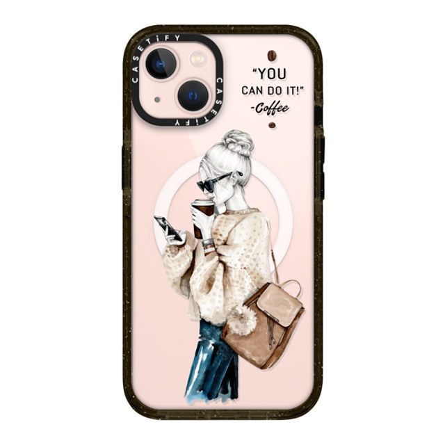 Victoria Ryabinina x CASETiFY iPhone 13 ケース ブラック インパクトケース MagSafe対応 Girl and coffee